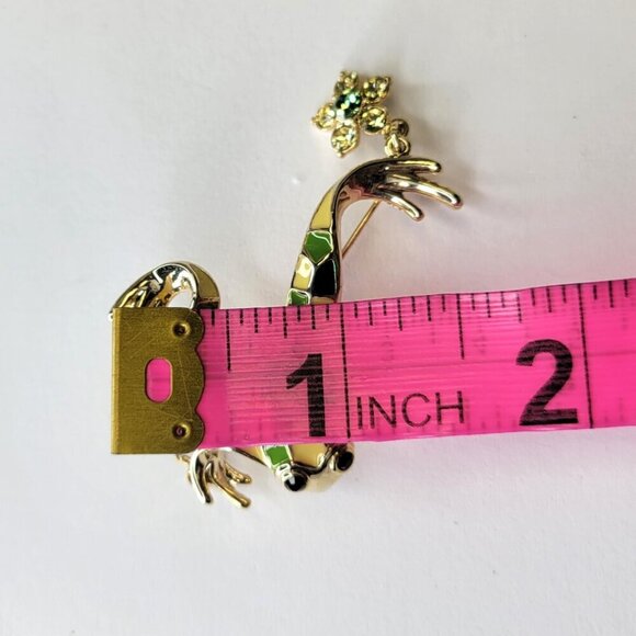 Leaping Enamelled Frog Brooch Pin - Picture 7 of 9